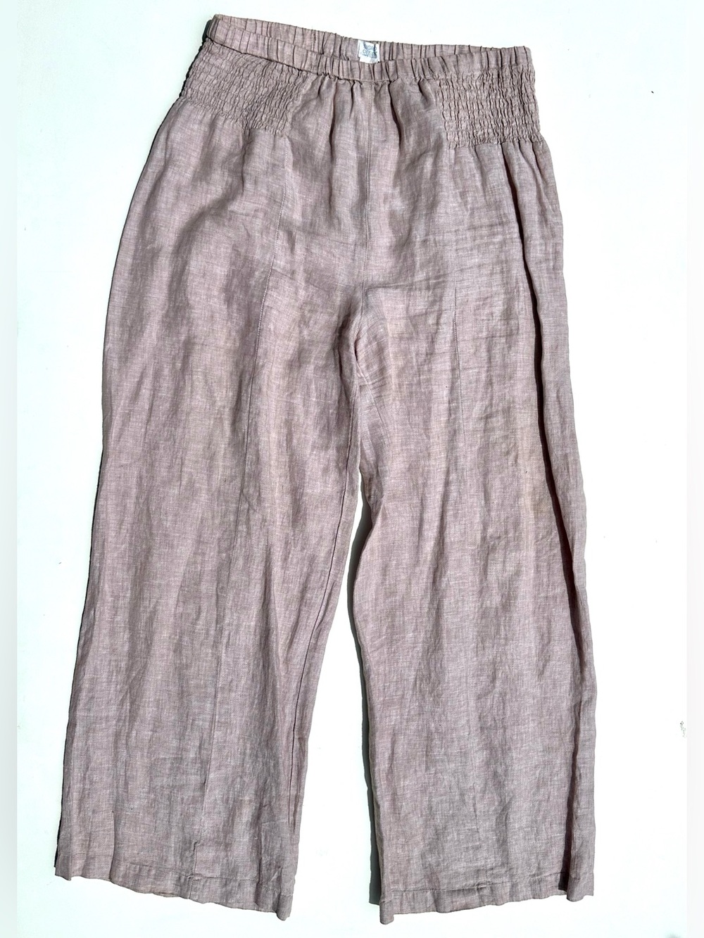 Sigrid Olsen 100% Linen Wide Leg Dusty Pink Lightweight Pants, Elastic Waist, XL